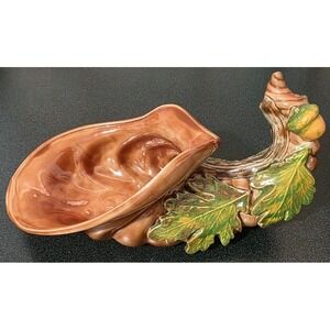 Vintage Atlantic Mold‎ 1497 Ceramic Cornucopia Horn Thanksgiving Hand Painted